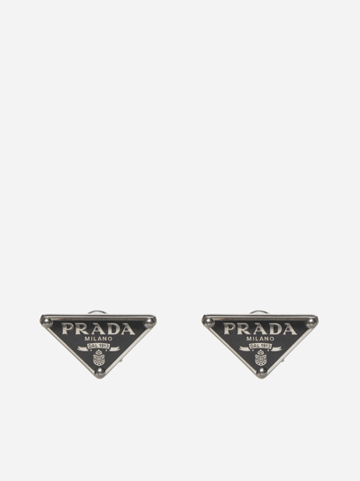 Shop Prada Logo Triangle Earrings