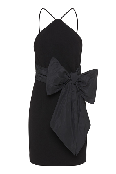Shop Rebecca Vallance Grace Bow Mini Dress Black