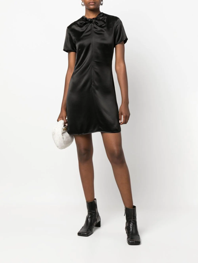 Shop Proenza Schouler White Label Ruched Satin Mini Dress In Black