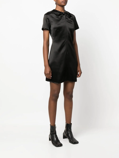 Shop Proenza Schouler White Label Ruched Satin Mini Dress In Black