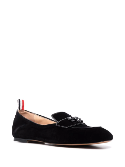 Shop Thom Browne Bow-embellished Velvet Loafers In Black