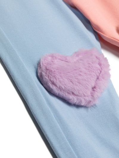 Wauw Capow By Bangbang Heart-detail Colour-block Leggings In Blue