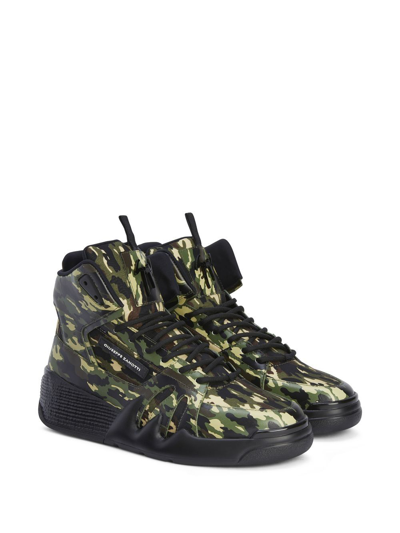 Shop Giuseppe Zanotti Talon Camouflage High-top Sneakers In Green