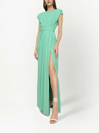 Dolce & Gabbana Pleated Cap-sleeve Gown In Green