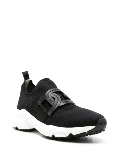 Shop Tod's Chain-link Detail Slip-on Sneakers In Black