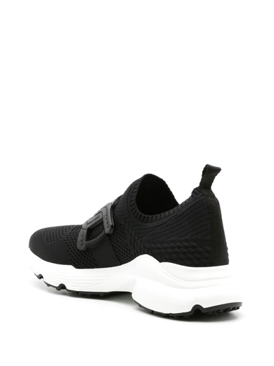 Tod's Leather-trimmed Stretch-knit Slip-on Sneakers In Black