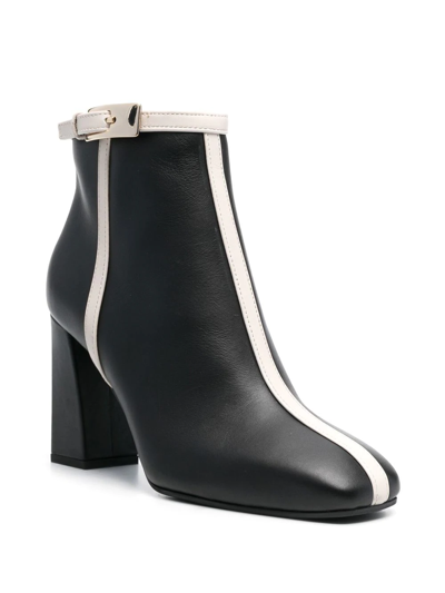 Shop Pollini Polacchino Contrast-trim Leather Boots In Black