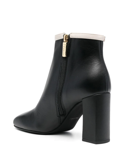 Shop Pollini Polacchino Contrast-trim Leather Boots In Black