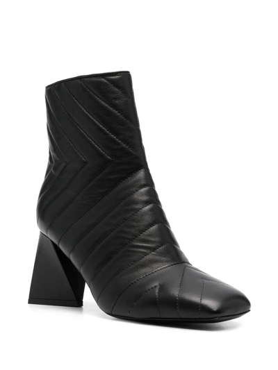 Shop Pollini Leather Quilted Boots In Black