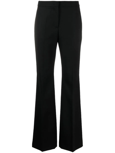 Shop Moschino High-waisted Straight-leg Trousers In Black