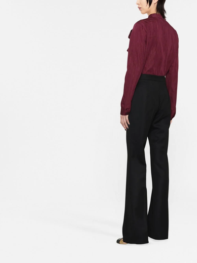Moschino Flared Leg Crepe Pants With Hook In Animal Print