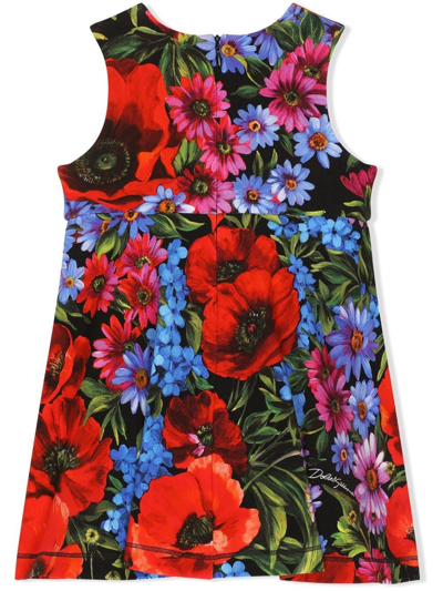 Dolce & Gabbana Meadow-print Interlock Midi Dress In Blue
