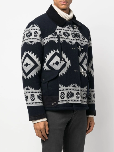 Fay Geometric Three-pocket Jacket In Blue