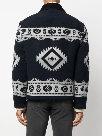 Fay Geometric Three-pocket Jacket In Blue