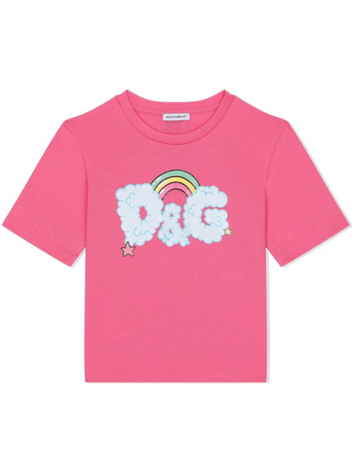 Shop Dolce & Gabbana Logo-print T-shirt In Pink