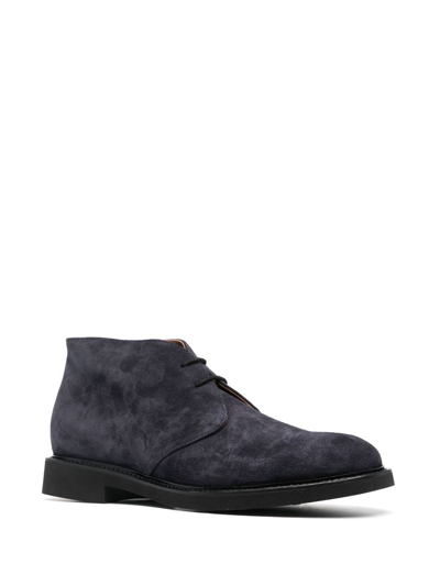 Doucal's Ankle Boot In Suede Leather In Blue