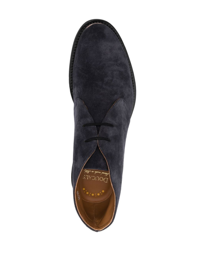Doucal's Ankle Boot In Suede Leather In Blue