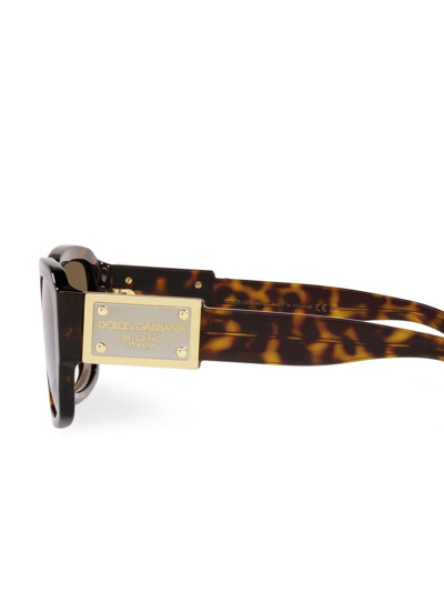 Shop Dolce & Gabbana Tortoiseshell-effect Square-frame Sunglasses In Brown