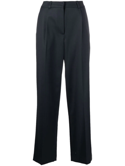 Shop Low Classic High-waisted Straight-leg Trousers In Blue