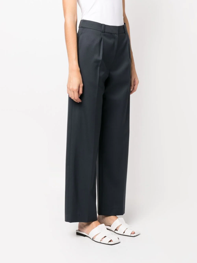 Shop Low Classic High-waisted Straight-leg Trousers In Blue