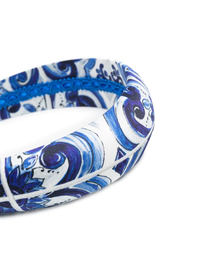 Shop Dolce & Gabbana Paisley-embroidered Hairband In Blue