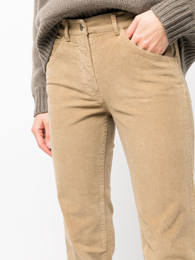 Shop Nili Lotan Corduroy Bootcut Trousers In Neutrals