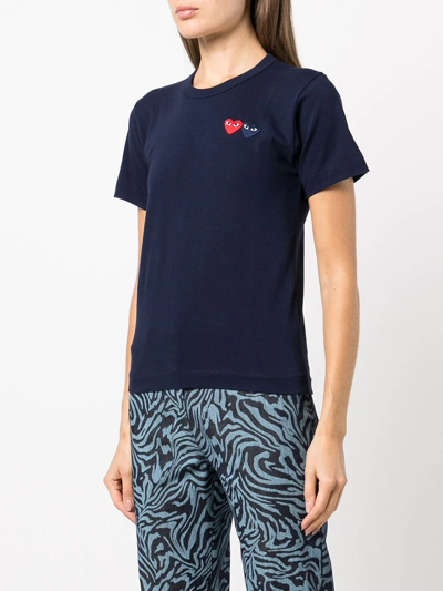 Shop Comme Des Garçons Play Logo Patch T-shirt In Blue