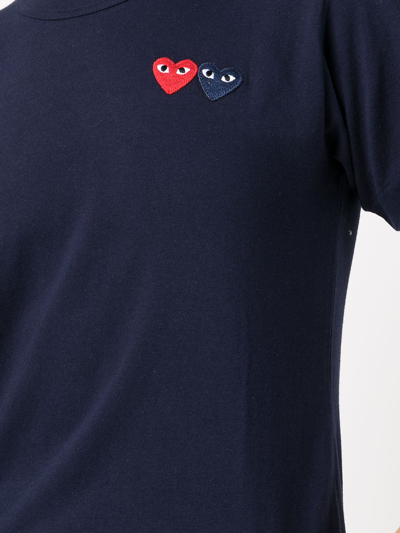 Shop Comme Des Garçons Play Logo Patch T-shirt In Blue