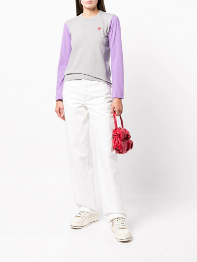 Comme Des Garçons Play Two-tone Logo Patch T-shirt In Grey