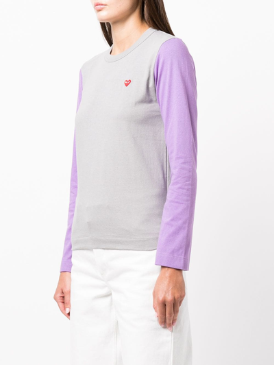 Comme Des Garçons Play Two-tone Logo Patch T-shirt In Grey
