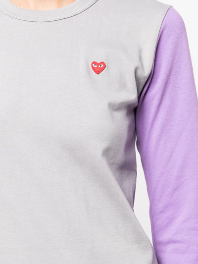 Shop Comme Des Garçons Play Two-tone Logo Patch T-shirt In Grey