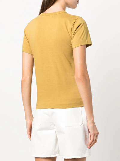 Shop Comme Des Garçons Play Logo Patch T-shirt In Yellow