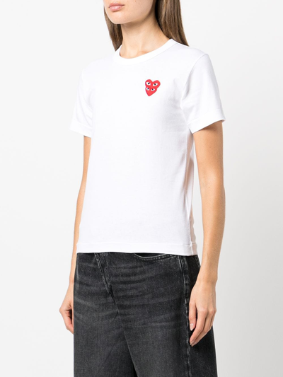 Shop Comme Des Garçons Play Logo Patch T-shirt In White