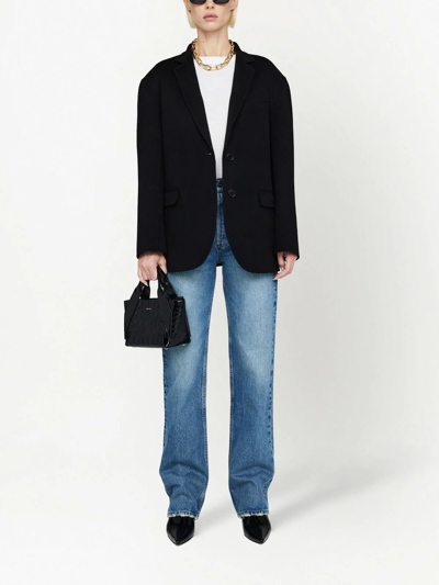 Anine Bing Oversized Wool-cashmere Blazer With Pockets And Padded Shoulders In Black