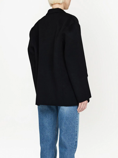 Anine Bing Oversized Wool-cashmere Blazer With Pockets And Padded Shoulders In Black