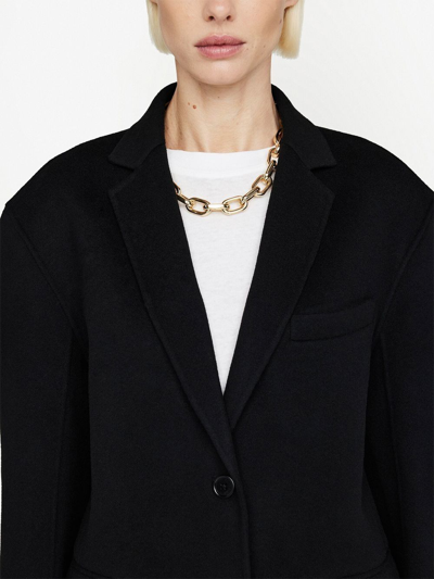 Anine Bing Oversized Wool-cashmere Blazer With Pockets And Padded Shoulders In Black