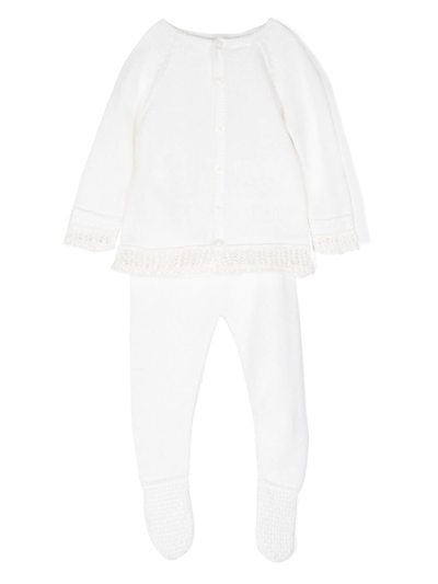 Paz Rodriguez Wool-knit Trouser Set In White