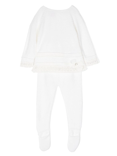 Paz Rodriguez Wool-knit Trouser Set In White