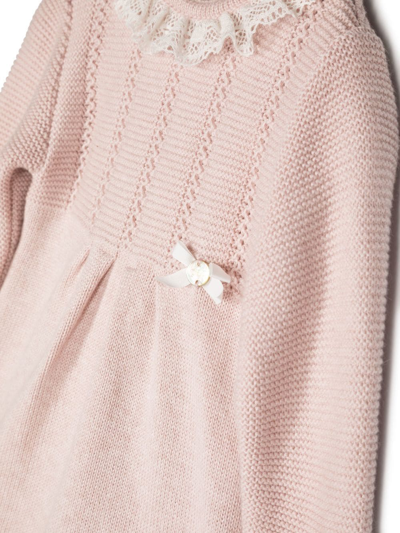 Shop Paz Rodriguez Bow-detail Knitted Dress In Pink