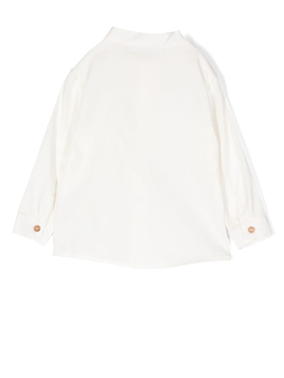 Shop Paz Rodriguez Button-up Collarless Shirt In White