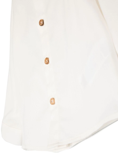 Shop Paz Rodriguez Button-up Collarless Shirt In White