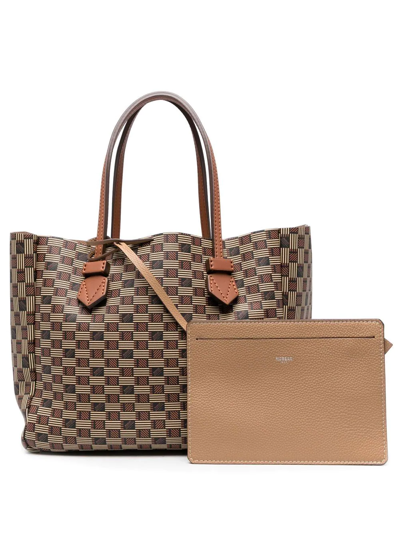 Shop Moreau Check-pattern Leather Shoulder Bag In Brown