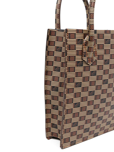Shop Moreau Check-print Leather Tote Bag In Brown