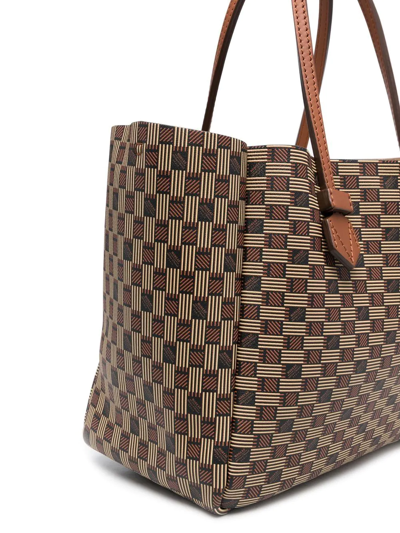 Shop Moreau Check-pattern Leather Shoulder Bag In Brown