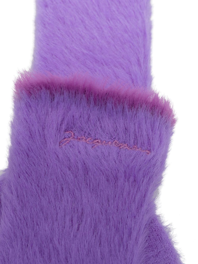 Shop Jacquemus Textured Ankle Socks In Purple