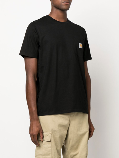 Shop Carhartt Pocket Logo-patch T-shirt In Black