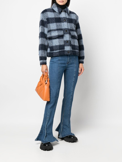 Shop Woolrich Fringed-detail Shirt Jacket In Blue