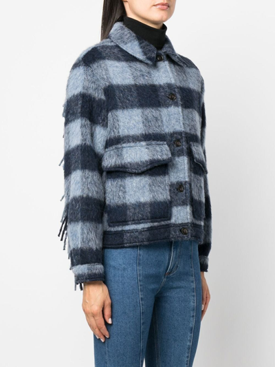 Shop Woolrich Fringed-detail Shirt Jacket In Blue