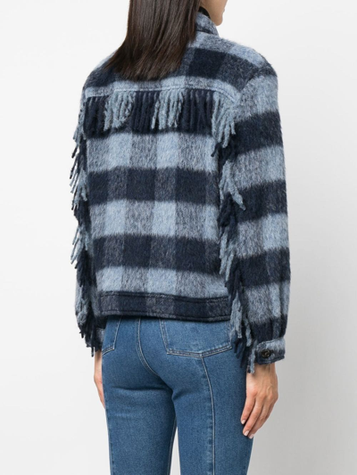 Shop Woolrich Fringed-detail Shirt Jacket In Blue