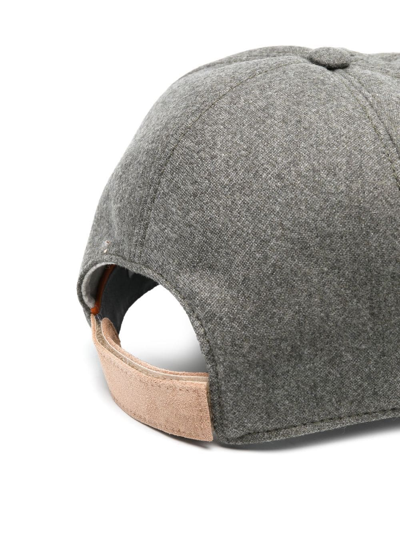 Shop Eleventy Six-panel Wool Baseball Cap In Grey